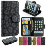 Wholesale iPhone 4S / 4 Leopard Flip Leather Wallet Case (Black)